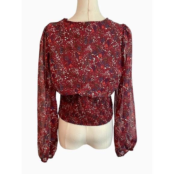 JAPNA Babydoll Milkmaid Top Womens Size M Floral Smocked Peasant Boho Whimsy - Picture 4 of 10